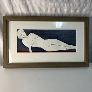 2014 Original Modern Minimalistic Nude Line Art Pencil Watercolor Artist Signed
